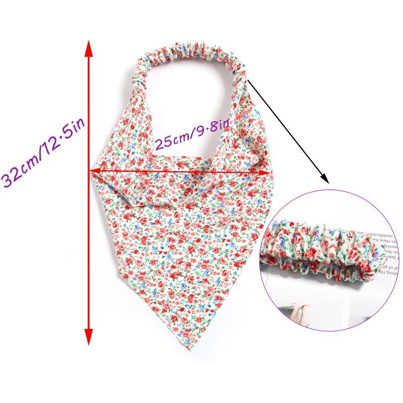 Neue Blumige Stofftasche Turban Haarschmuck Dreieckstuch Haarband Damen Haargummi Elastisches Band All-Match Kopfschmuck