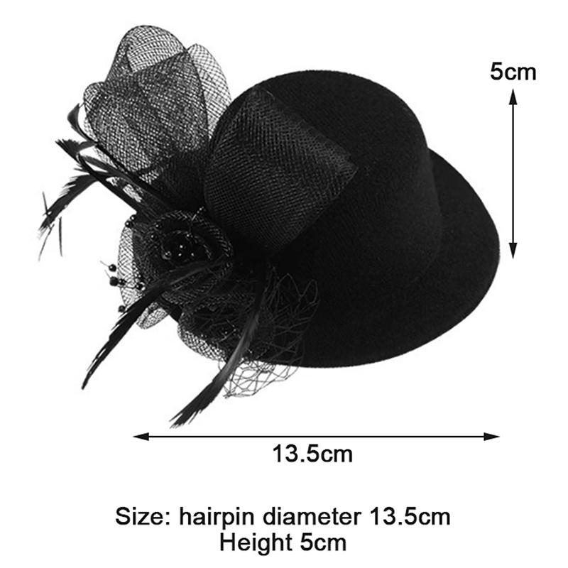 Big Flower Top Hat Hair Clip Mesh Hat With Feather Hair Clip Wedding Prom Party Accessories Headbands For Women