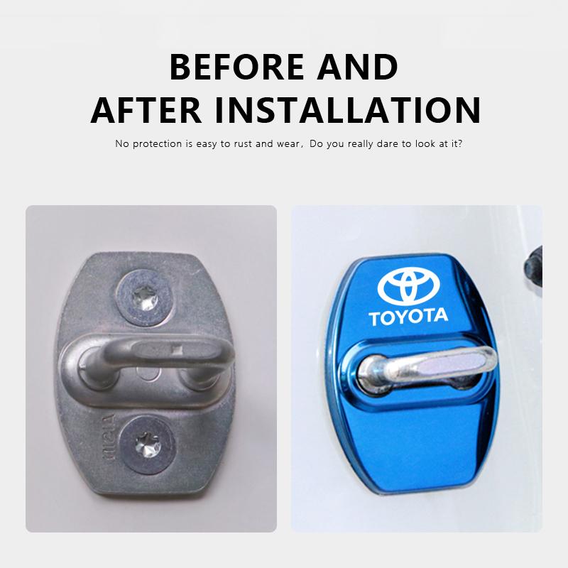 4pcs Car Door Lock Cover Protection Case  For Toyota GRsport Crown Hilux Aygo Yaris Corolla Rav4 CHR Auris Cruiser Sticker