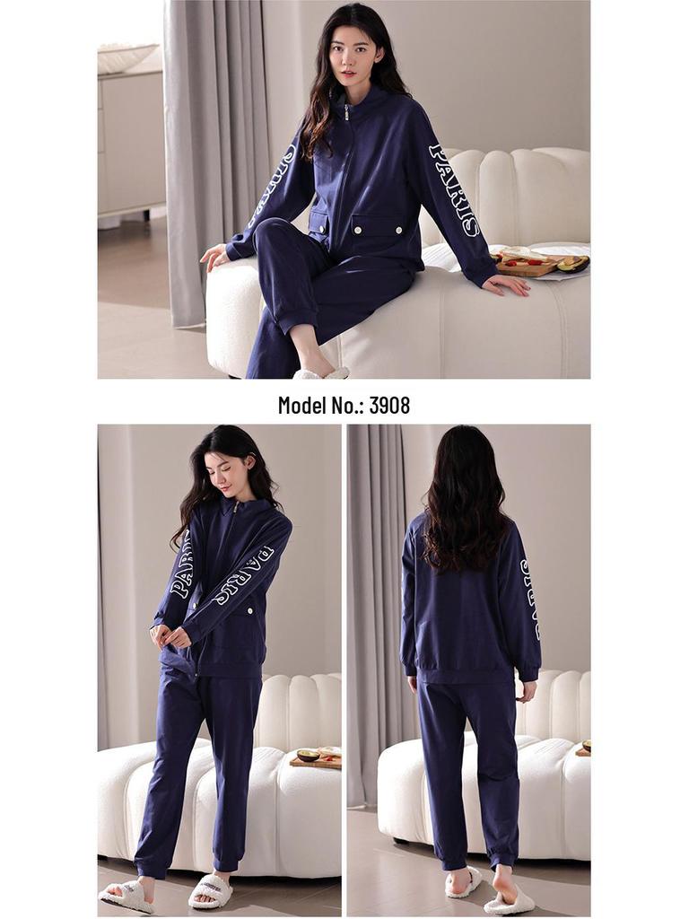 Women's Casual Autumn/Winter Pure Cotton Warm Long-Sleeve Two-Piece Sports Suit