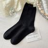 Boneless Socks for Women, Summer Thin Mesh Breathable Pile Socks, Black Fungus Edge Mid-calf Socks, Loose Lace Postpartum Socks for Women