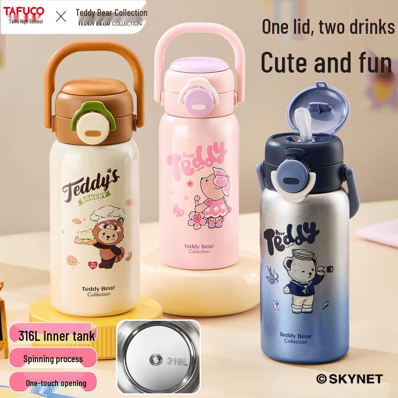 Taifugao 600ml Dual-Drink Insulated Stainless Steel Children's Thermos