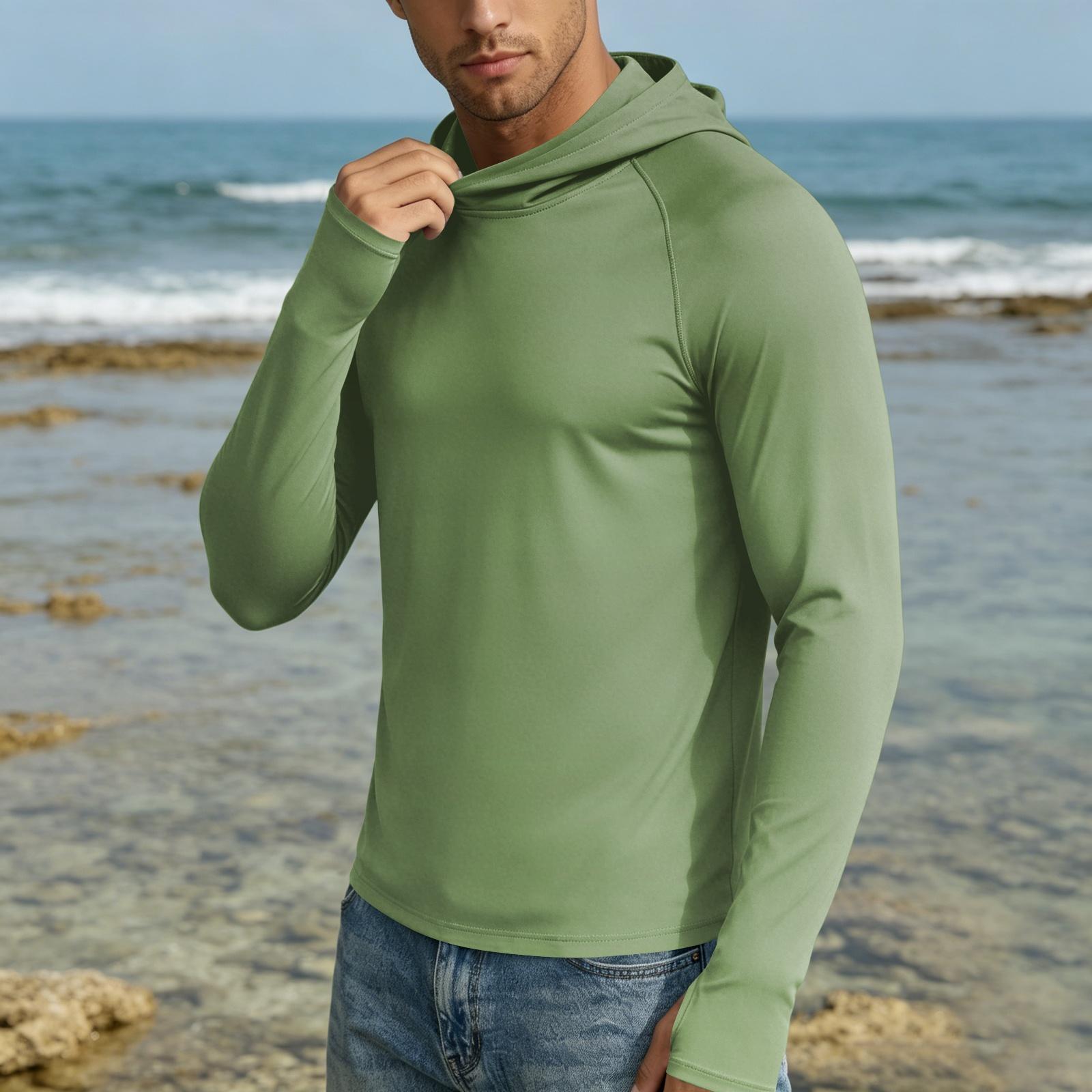 Master key Heren UPF50+ Zonbescherming Hoodie Lichtgewicht Sneldrogend Lange Mouwen Shirt met Capuchon voor Buitenactiviteiten L groen