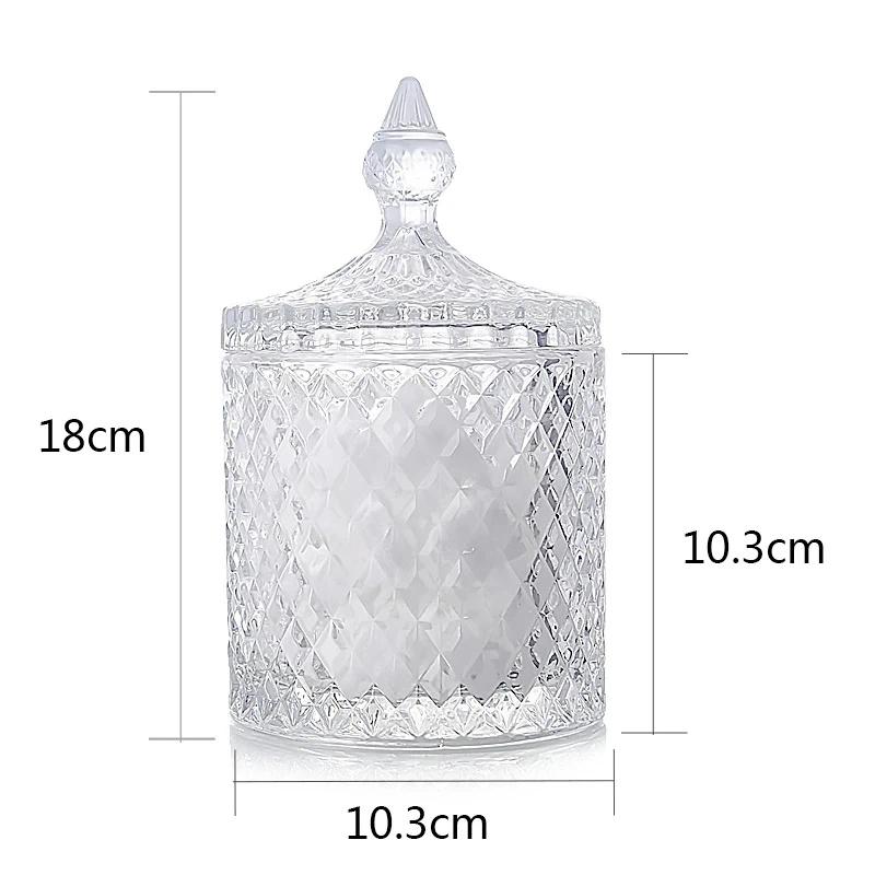Europäisches Retro-Glas-Aufbewahrungsglas mit Deckel, Transparenter Goldener Schmuck- & Wattestäbchenhalter, Süßigkeiten- & Make-up-Pinsel-Organizer