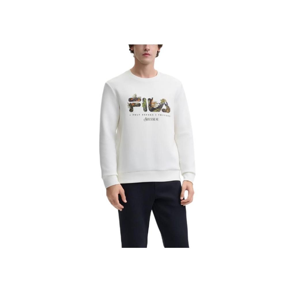 New FILA X LUSUO American Sweatshirt Men Cloud White F11M448219F-WT