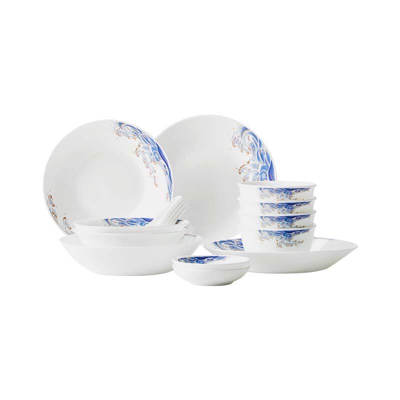 Corning White Jade Ripple 16-Piece Dinnerware Set