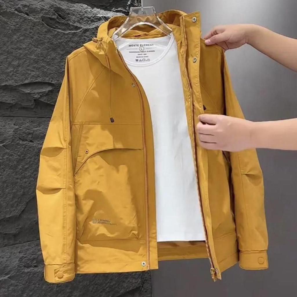 Herren Trendiger Kapuzen-Windbreaker 2025 - Knitterarme Frühjahrs-/Herbstjacke für den Außenbereich