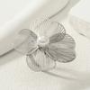 2Pcs/Set Women Necklace Earrings Set Hollow Flower Shape Imitation Pearl Decor Stud Earrings Adjustable