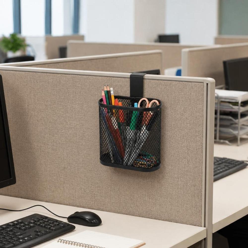 Metal Wall Mount Pen Holder Oval Shape Desk Side Pen Organizer Whiteboard Organization