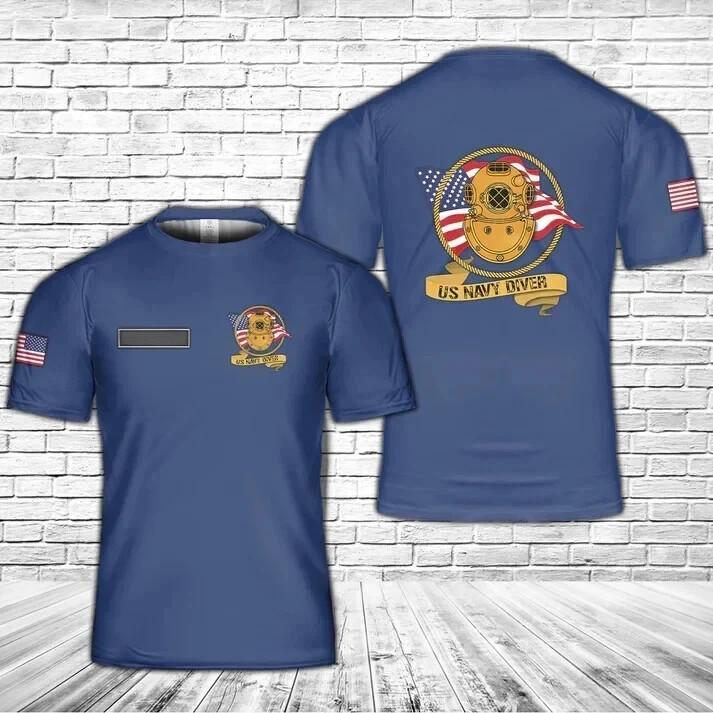 Personalized US Navy Diver AOP Shirt Gift 3D Full Print T-shirt Full Size S-5XL