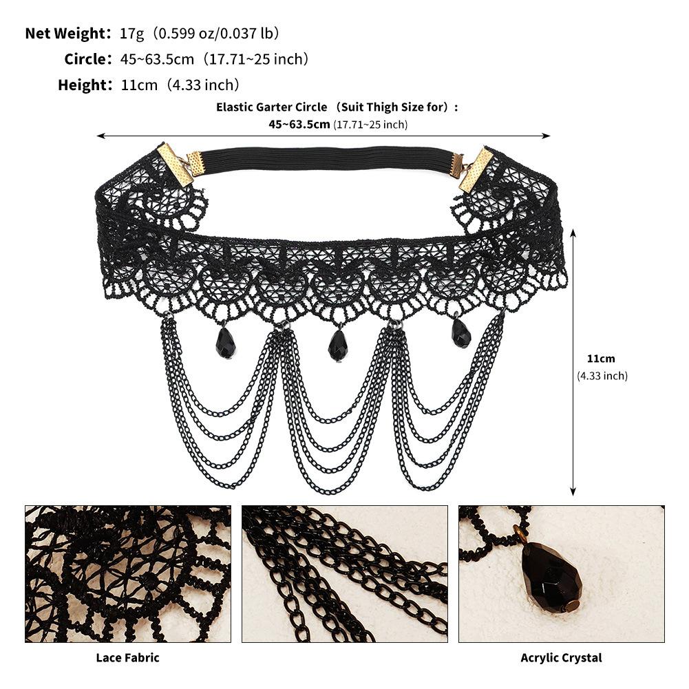 

Gothic Lace Tassel Leg Garter Sexy Elastic Thigh Strap Halloween Bride Accessory Fashion Lingerie Party Decor For Women