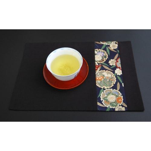 Japanese-style Tea Mat with Gold Brocade Pattern, Obi-style Design (Aoi)