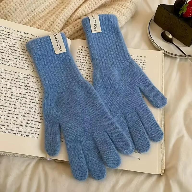 Women'S Thermal Split-Finger Gloves - Thick Winter Gloves With Elastic Wrist & Multi-Color Tips For Cycling, Hiking, Skiing