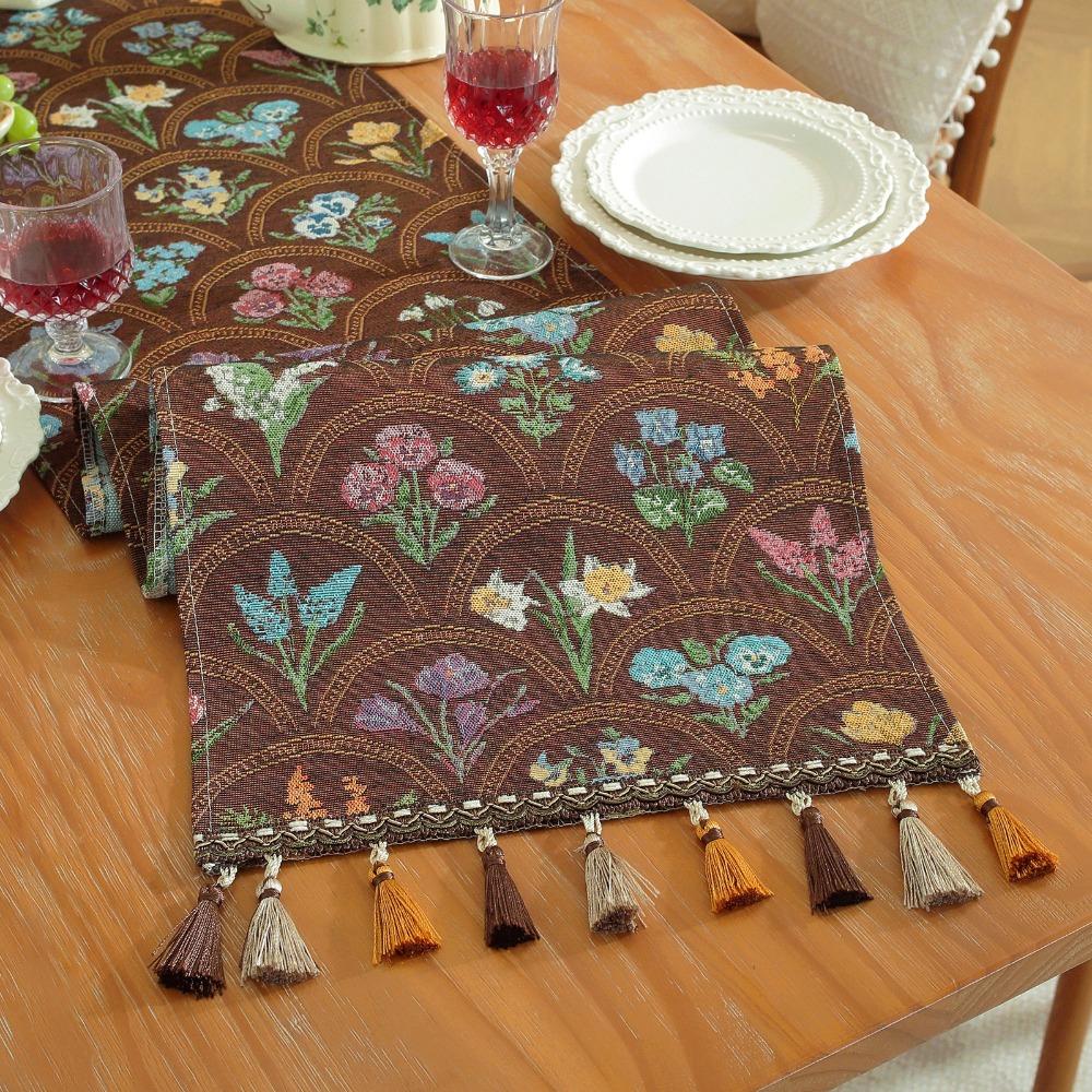 New American Retro Table Runner 33x183 cm Polyester Table Dust Cover Pastoral Style Flower Sideboard Cover Home Decor