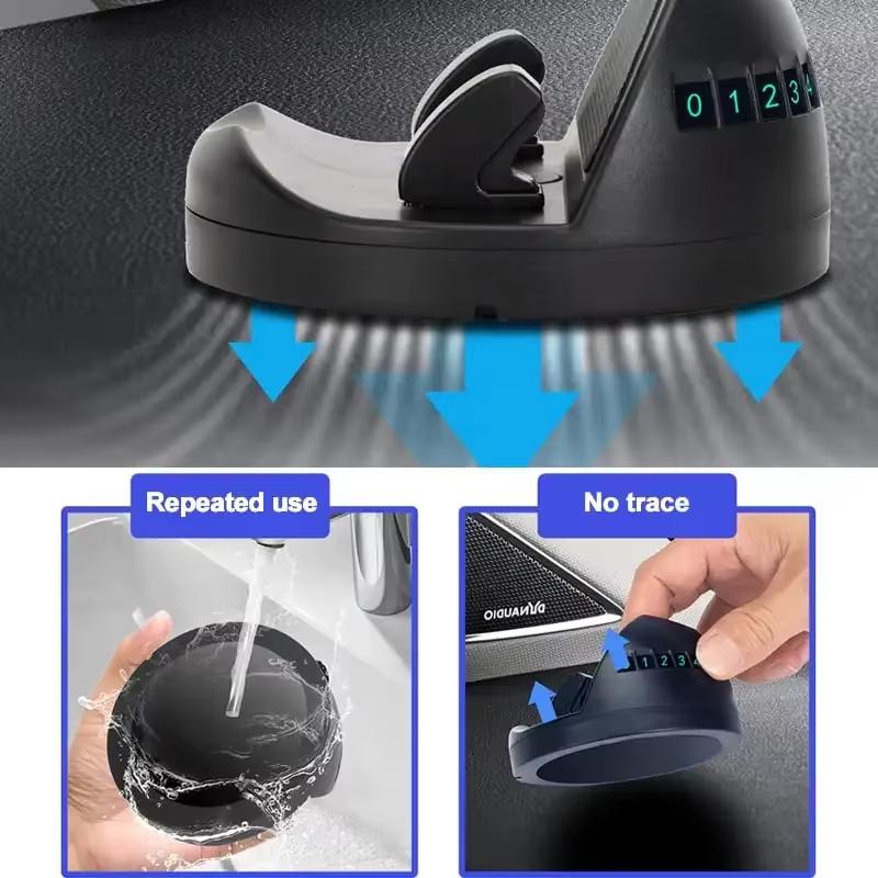 360° Rotatable Car Dashboard Phone Holder Set with Temporary Parking Number Plate Suction Cup Anti-Slip Phone Holder