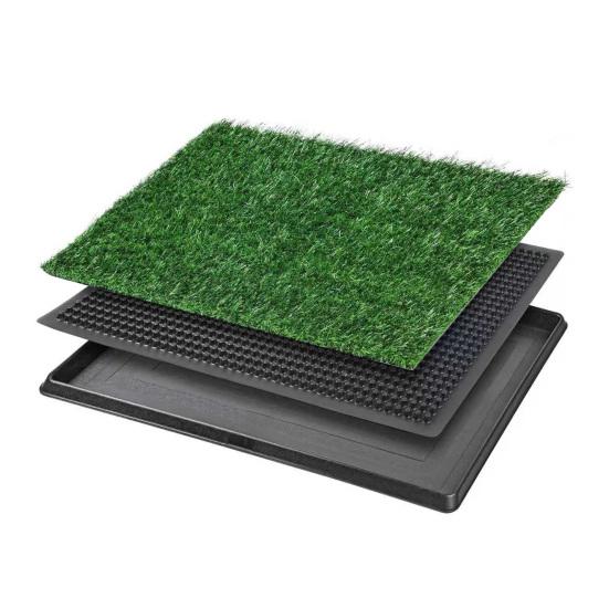 Artificial Grass Dog Pee Pad Fake Turf Pet Potty Pad with Tray Washable 3-Layer Reusable Puppy Training Mat for Indoor Outdoor Use Small Medium Dogs