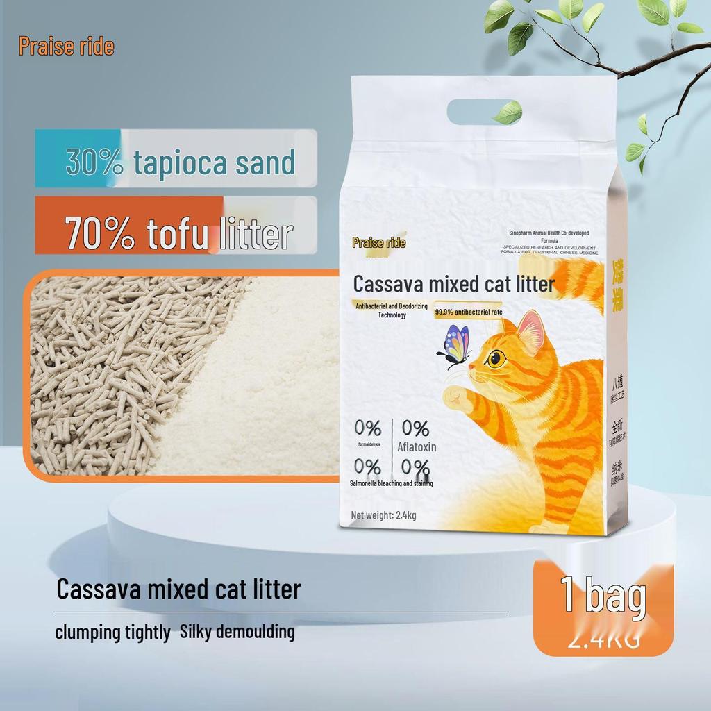 Arena para gatos antibacteriana de yuca y tofu sin polvo