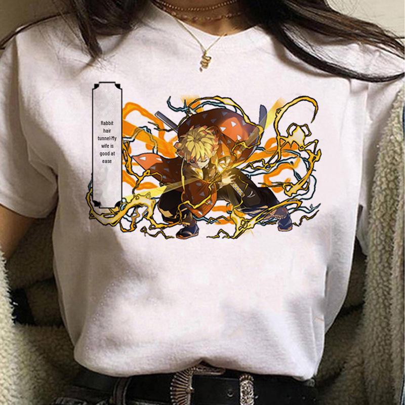 Demon Slayer Lässiges Kurzarm-T-Shirt aus Baumwolle im europäischen und amerikanischen Stil