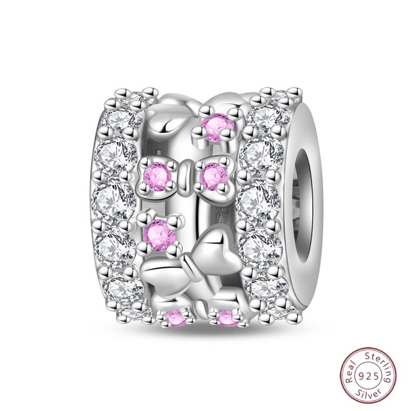 New Original Charm Bead Pendants Copper Crown Strawberry Perfume Gold Bow Fit Bracelet Necklace Women Jewelry