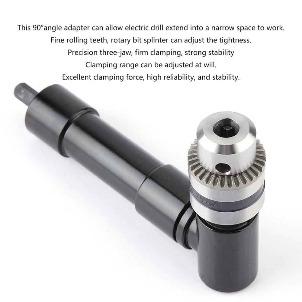 3/8" Keyed Chuck Right Angle Drill Adapter 8mm Hex Shank Chuck Key Adapter Power Drills