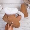 Fashion Fashion Metal Belt Buckle Fur Snow Boots Women 2025 Winter Warm Furry Ankle Boots Fashion Non Slip Thick Bottom Booties Size 42