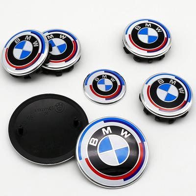 74mm 82mm Car Front Hood Rear Trunk Badge Steering Wheel Stickers 56mm 68mm Hub Center Cap For 50th Anniversary Accessories