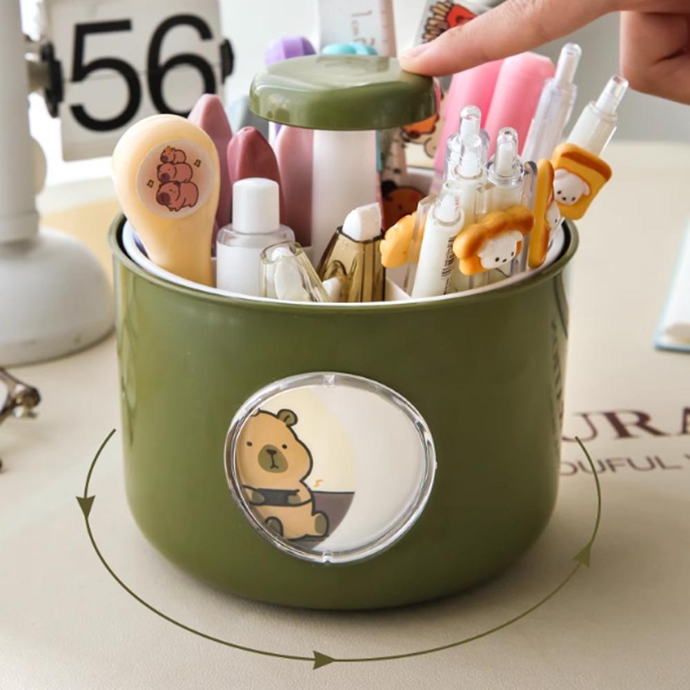 4 Patterns Capybara Rotating Pen Holder Rotatable Capybara Stationery Storage  Student