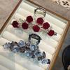 Pearl Tassel Rhinestone Hairpins Red Metal Hairgrip Elegant Rose Hair Claw Clips  Hair Accessories