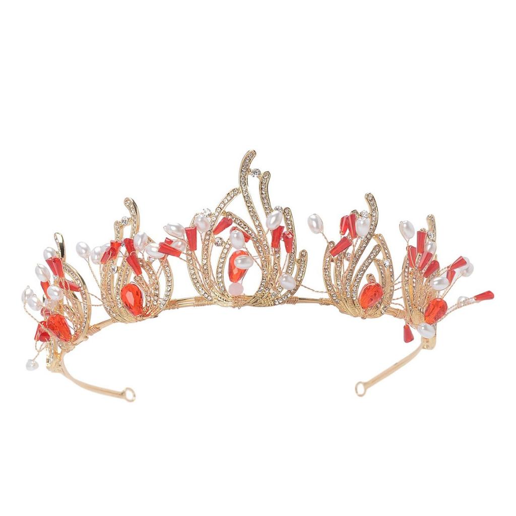 Baroque Retro Bridal Crown Tiara Gold Color Diamond Crystal Beaded Crown Wedding Dress Accessories