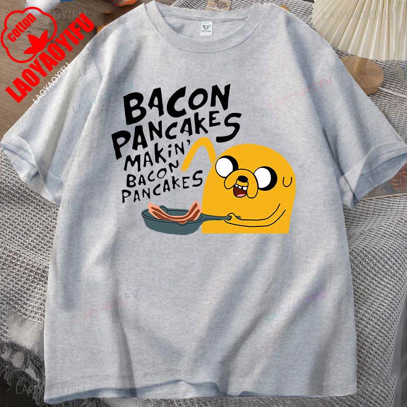 Fashion Hot Sale Kawaii Clothing Adventure Time Anime T Shirt for Men Jake and Finn Bacon Pancake Girl Boy Casual Cotton Tops