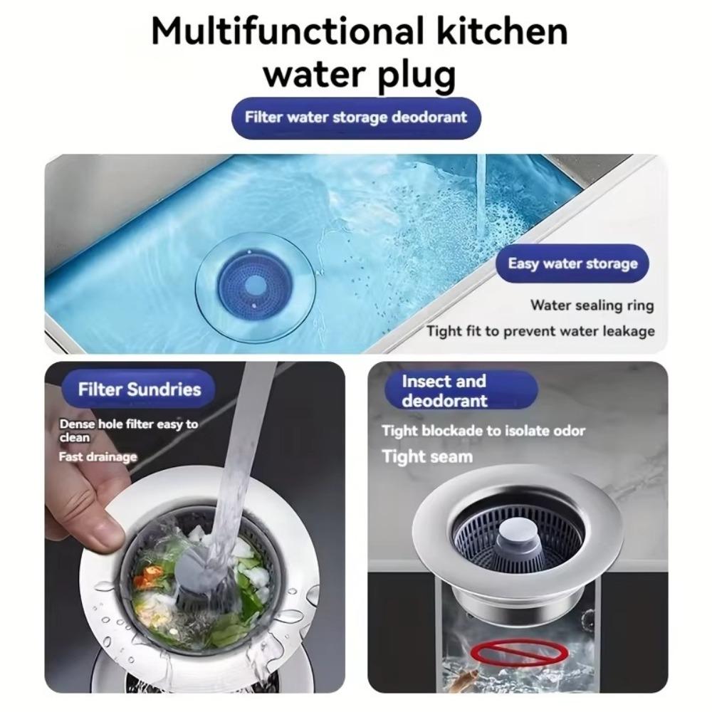 Rust-Proof Kitchen Drain Filter Stainless Steel Kitchen Sink Bounce Core Mesh Basket Filtering