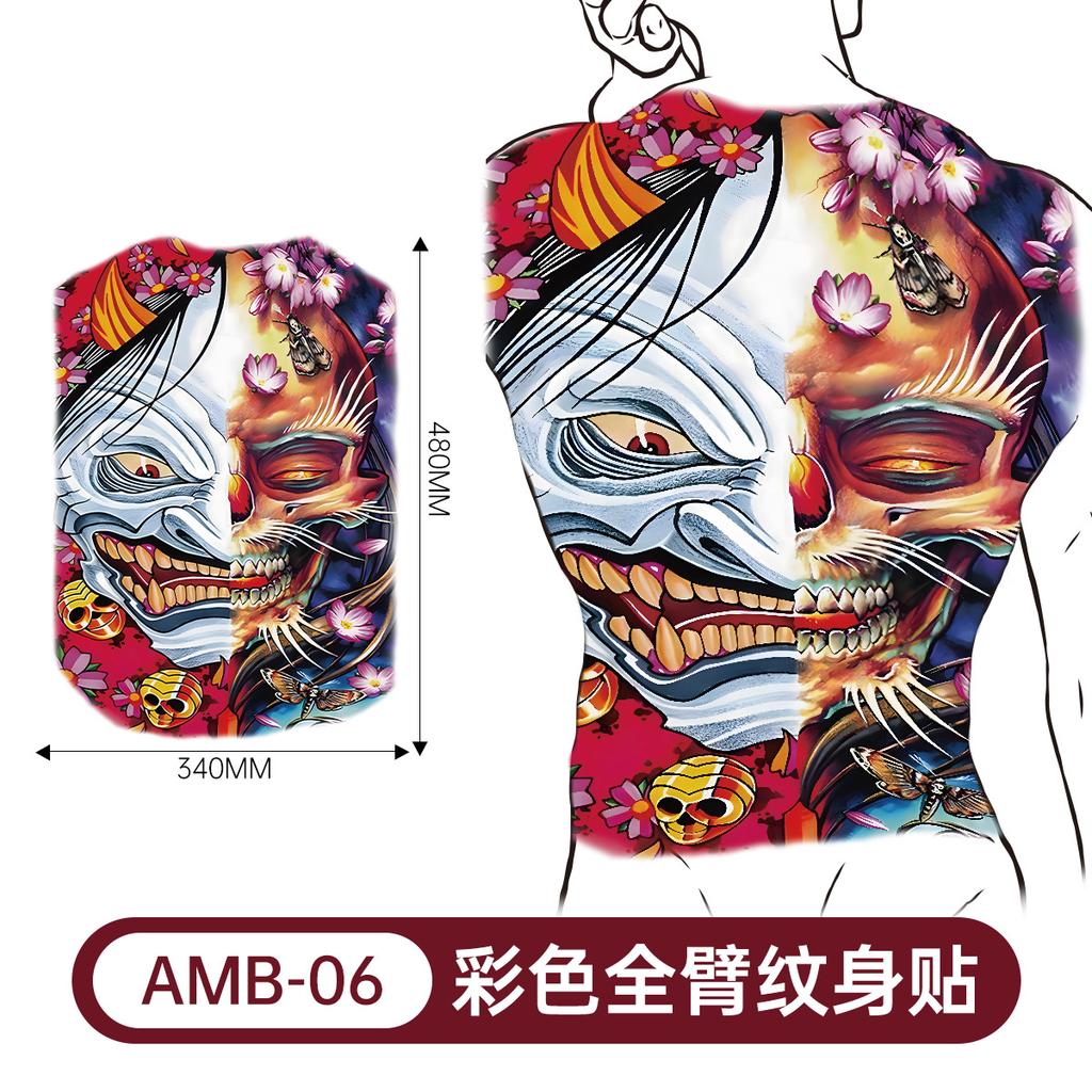 Full back tattoo sticker, large image,environmentally friendly and waterproof.Back tattoo:Guan Gong,Carp,Zhao Zilong,Erlang Shen