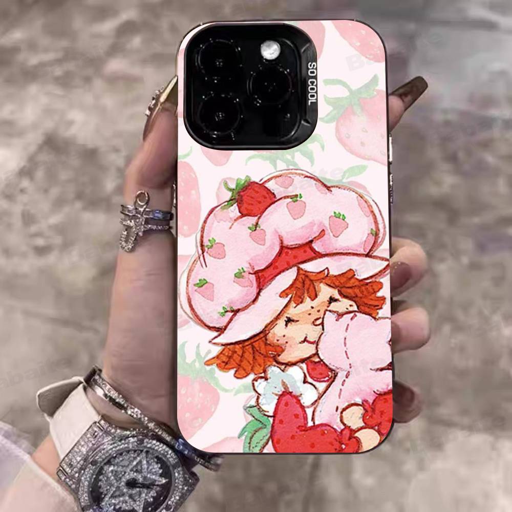 Animated S-Strawberry S-Shortcake Phone Case For IPhone 17 16 15 14 11 12 13 Pro Max Plus Pro Colored Silver Cover