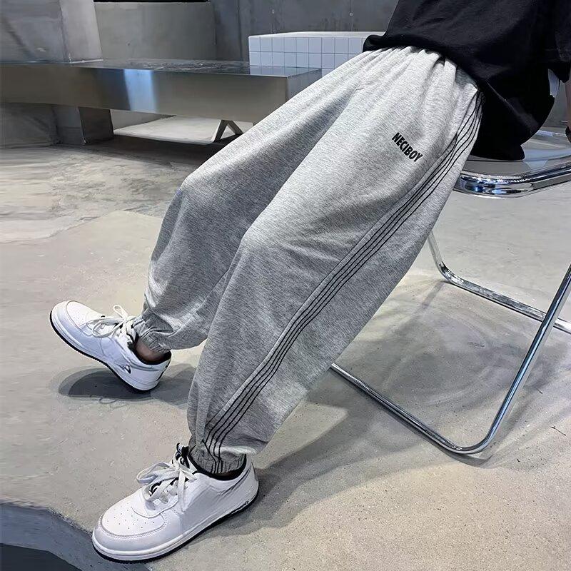 Boys' Trousers Summer Thin Section of Middle and Large Children's Sports Trousers Children's Casual Anti-mosquito Trousers Loose Tide Bouffant