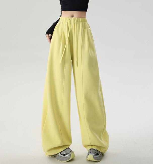 Drapey Loose Fit Women s Wide-Leg Sports Sweatpants - Spring 2026 2XL жёлтый