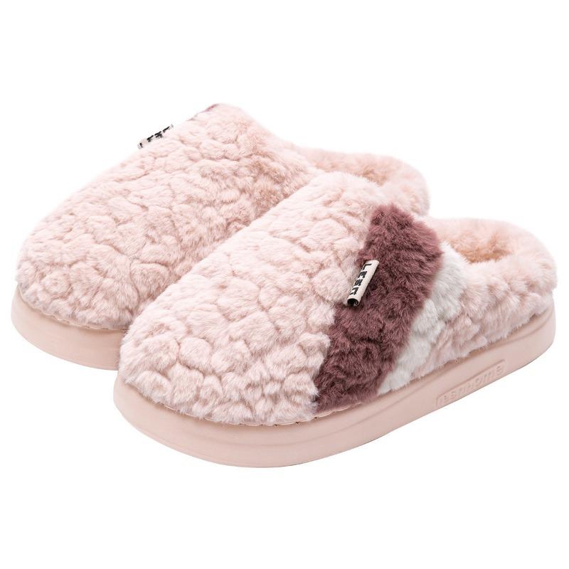 New thick-soled cotton slippers women's winter indoor home warmth non-slip plush slippers men's autumn and winter
