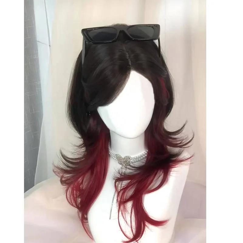 Schwarze kurze Perücke Cos Japanischer Anime Cosplay Perücke 38cm Cooles Sissy Stirnband Perücken Punk Hochwertige synthetische Perücken
