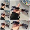 Eyewear Frameless Polarized Sunnies Retro Anti-UV Glasses Catwalk Square Frame Sunglasses  Summer