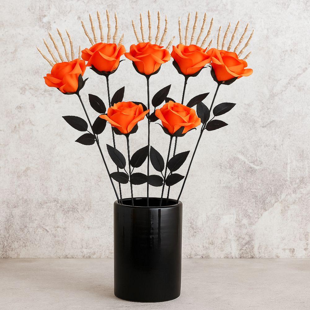 49cm Skeleton Hand Rose Bouquet Gothic Fake Flower Halloween Artificial Rose Ghost Festival