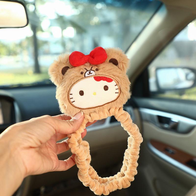 Creative Cartoon Cat Rearview Mirror Cover - Cute Plush Car Decoration for Girls