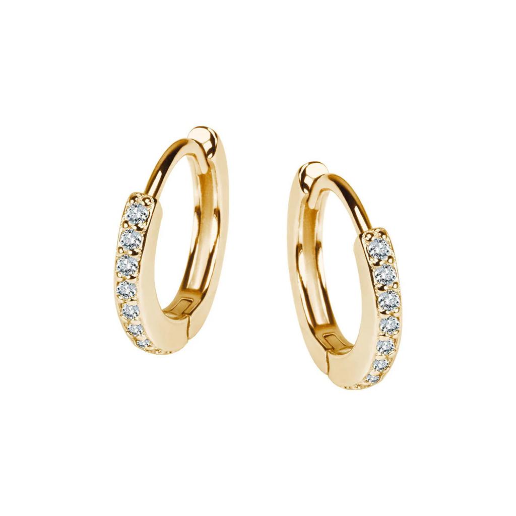 Gold-Plated Silver Hoop Earrings with Cubic Zirconia