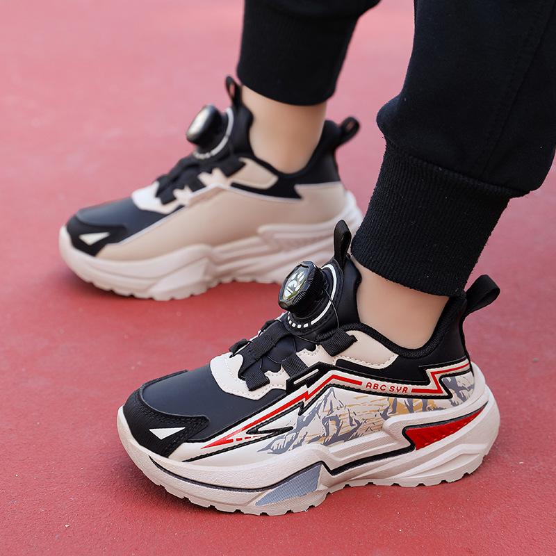 Podzimní Kožené Chlapecké Protiskluzové Otočná Spona Měkká Podrážka Lehké Módní Sportovní Boty