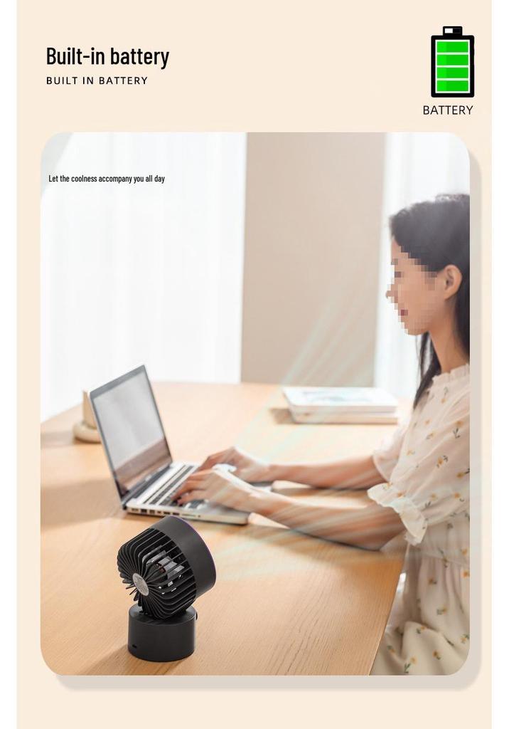 USB Rechargeable Mini Oscillating Silent Desktop Fan