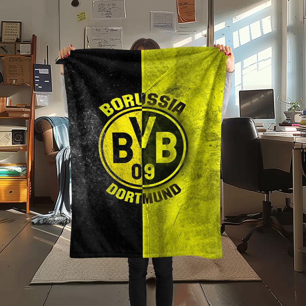 1 szt. Koc Flanelowy z Nadrukiem Borussia Dortmund Wysokiej Jakości Ciepły Komfortowy Pokrowiec na Wszystkie Pory Roku Idealny na Prezenty Wystrój Domu
