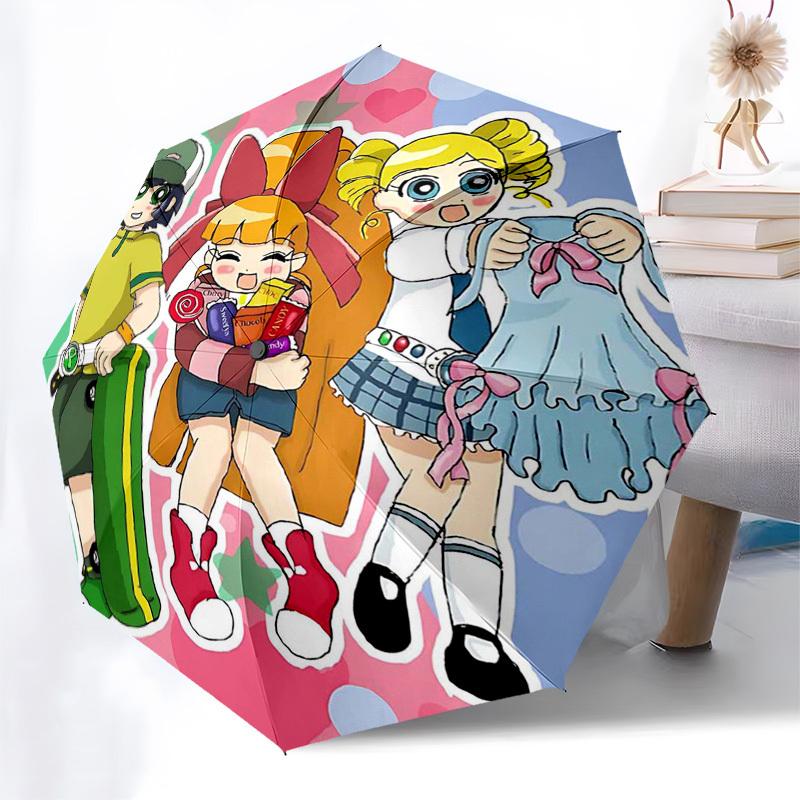 1pc Chibi Characters Automatic Opening/Closing Outdoor Umbrella with Convenient 3-Fold Design, 8-Bone Iron Frame - Perfect for Fans, Travelers, D