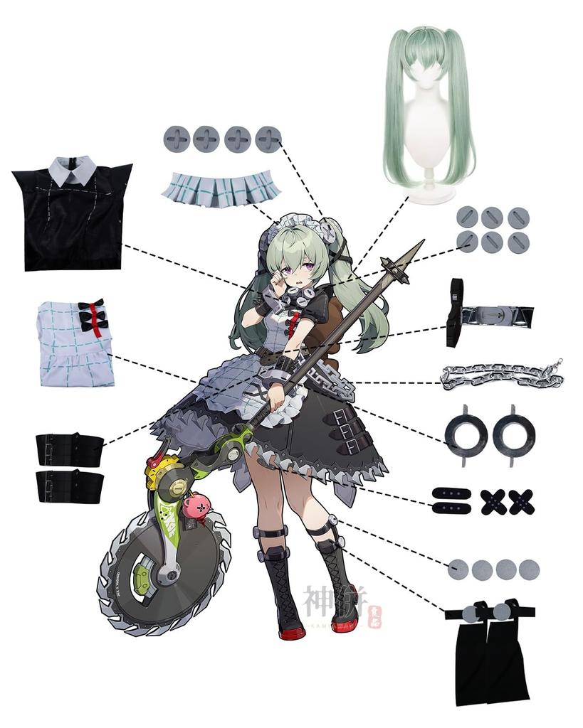 Corin Wickes Cosplay Maid Zenzero Cosplay Costume with Adult Costume for School and Stage Performances Size [Excellent Product] Wig, Festivals,