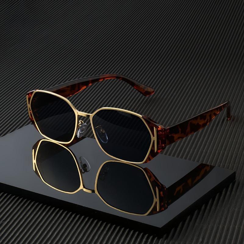 Unisex Stylish Black & Golden Rimless Fashion Glasses - Lightweight Metal & Acetate Frame Perfect for Music Festivals