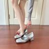 French Square Head Light Mouth Single Shoes Women's New Spring and Autumn White Medium Thick Heel Versatile Word with Mary Jane Shoes Women