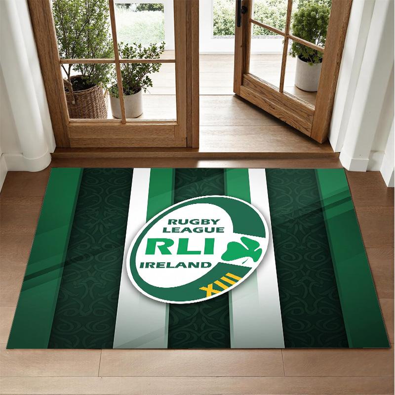 Ireland Rugby Design Crystal Velvet Rug Soft Decorative Mat for Bedroom Entrance