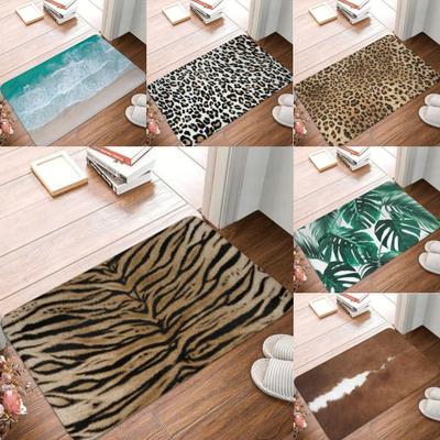 1 Stück RLeopardenmuster Fellmuster Fußmatte WELCOME Teppich Wohnzimmer Schlafzimmer Eingang Fußmatte Außen Rutschfeste Bodenmatte Küchenmatte